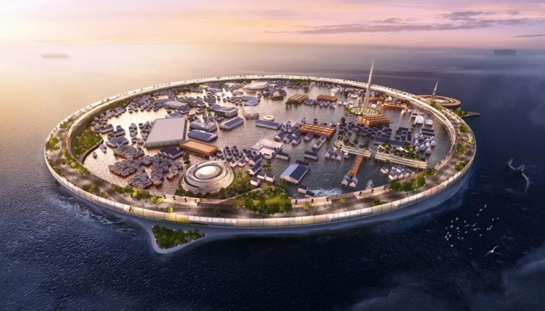 La empresa japonesa N-Ark reveló sus planes de construir una ciudad flotante, nombrada Dogen City, la cual albergará instalaciones médicas, hoteles y cohetes espaciales.
